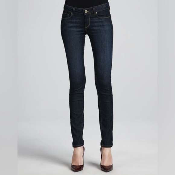 Paige Denim Skyline Carson Dark-Wash Skinny Jeans - Picture 1 of 6